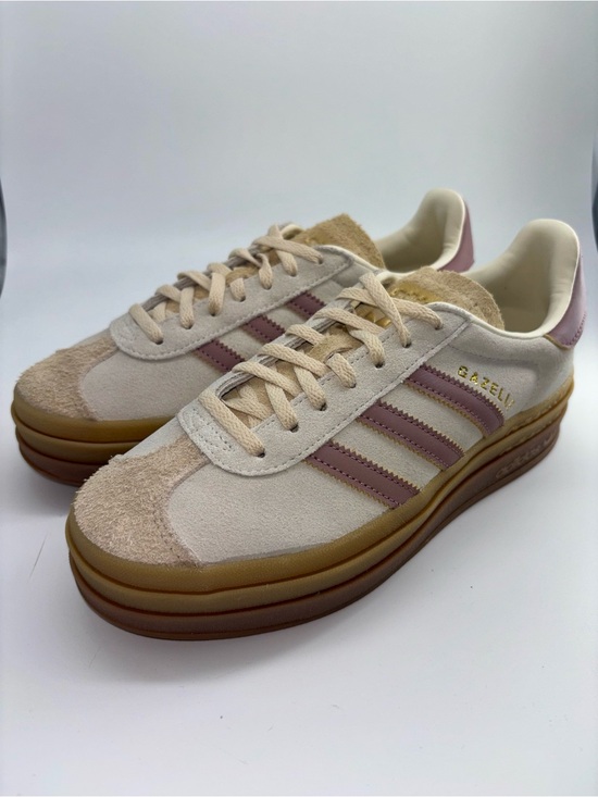 adidas Shoes - Adidas Original Gazelle Platform Suede Sneakers Cream/Clay/Sand Mauve Stripes W7